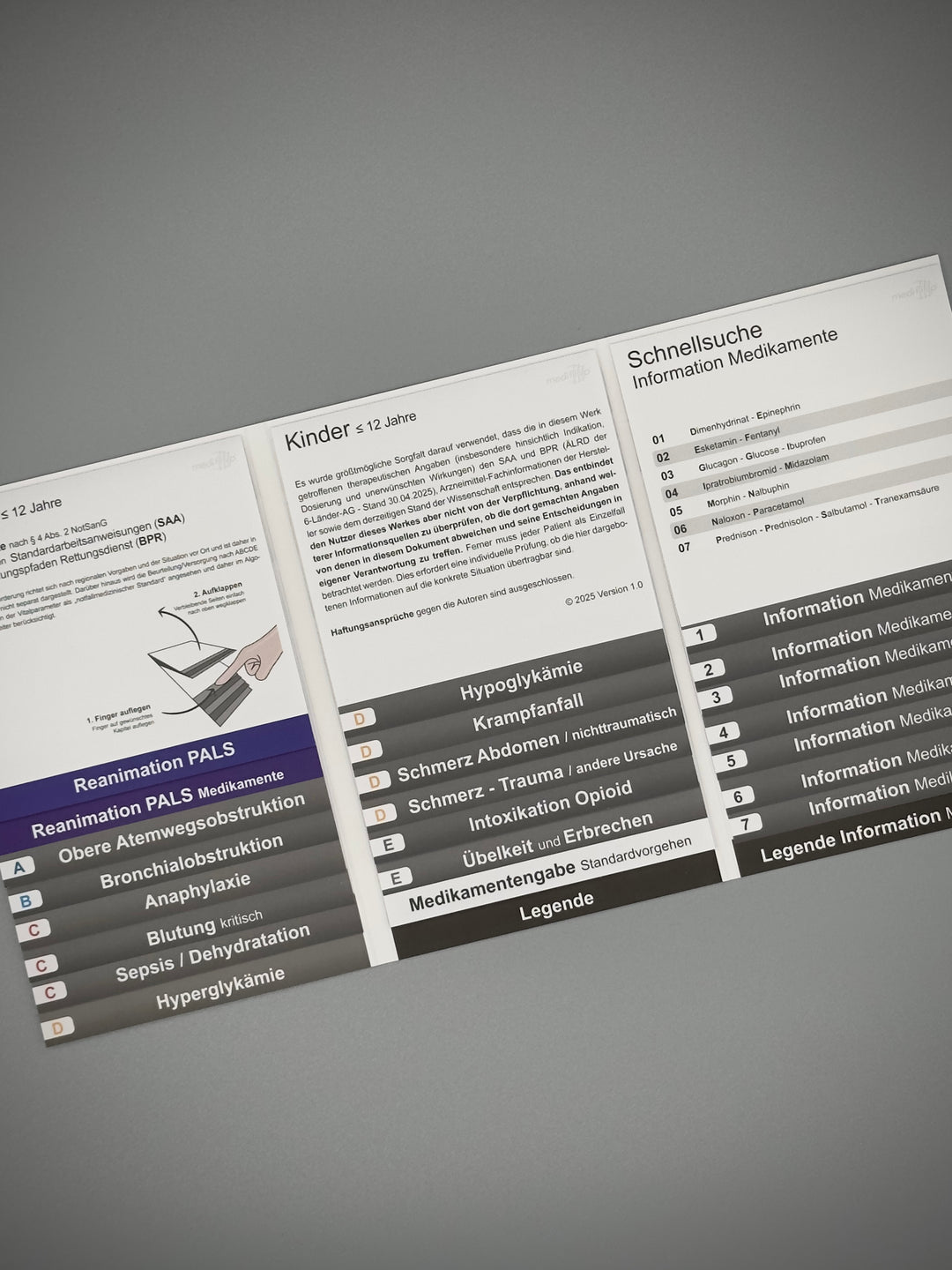 Mediflip Medikamente Notfallsanitäter SAA und BPR Kinder
